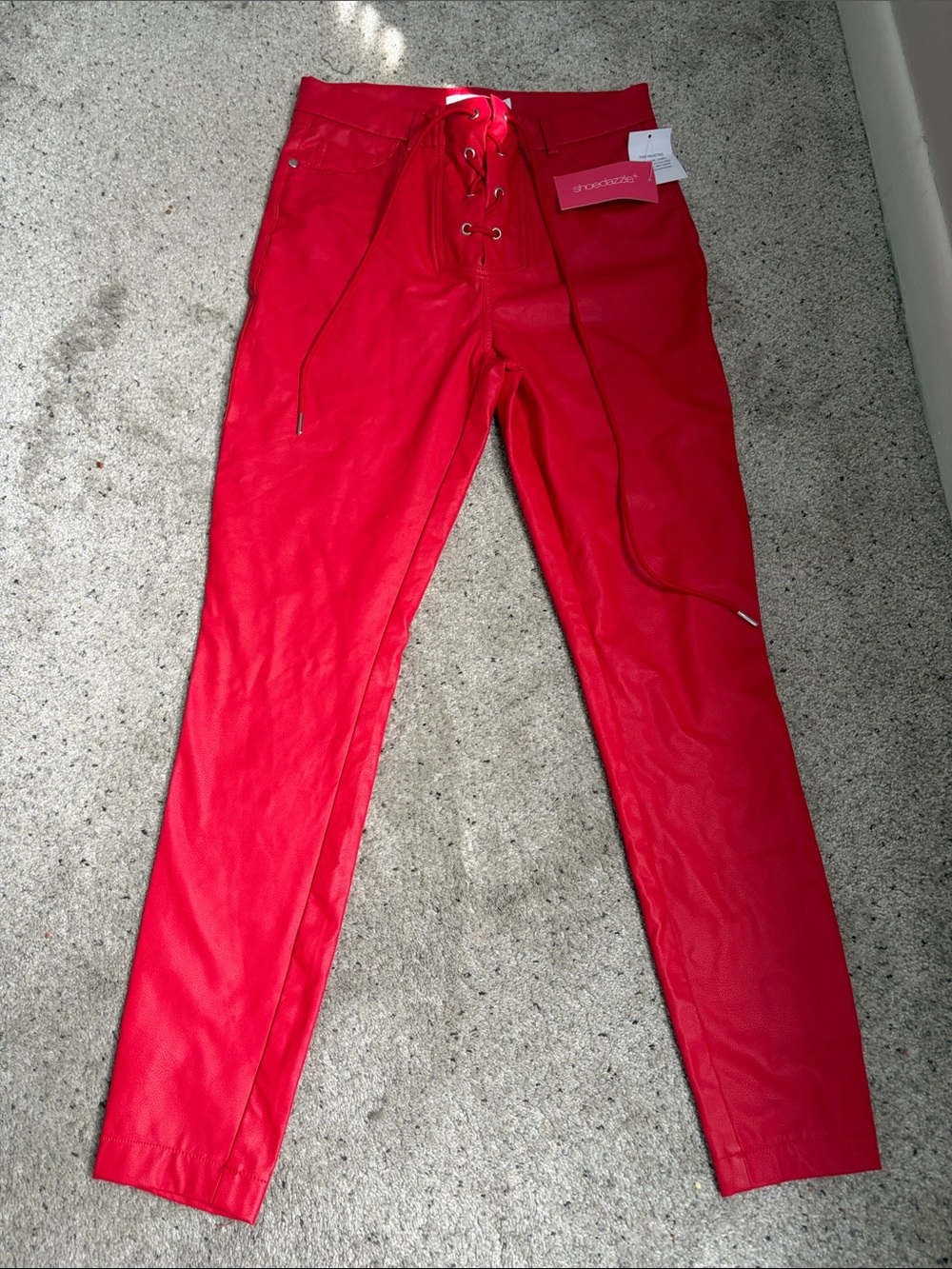 Shoe Dazzle Red Lace-Up High-Rise Skinny Jeans Womens 28 new